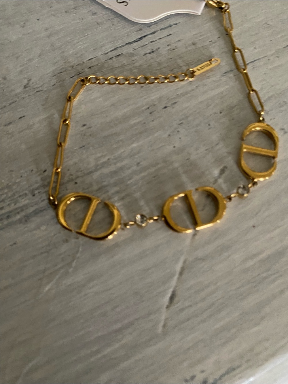 Gold color (stainless steel) Linked Circle Bracelet with Geometric Accents